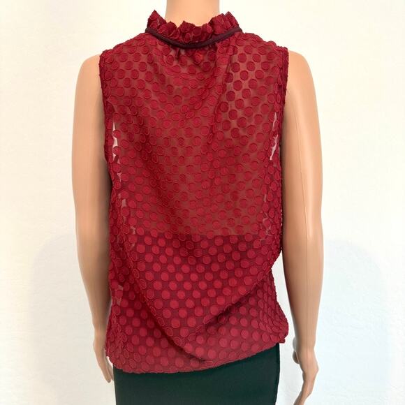 Modcloth medium polka dot sheer tie front sleeveless top blouse TS 2702 - Picture 7 of 10
